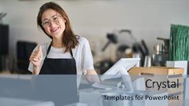  Presentation with pos - Amazing PPT theme having take orders on pos backdrop and a light blue colored foreground