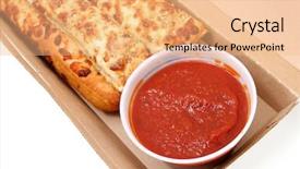  Presentation with garlic - Slide deck with take-out-box-of-cheese background and a coral colored foreground