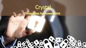  Presentation with performance and execution lock - Presentation theme featuring take ownership - female hand taking glowing lock background and a tawny brown colored foreground