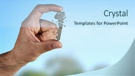  Presentation with key - Cool new presentation theme with take ownership - key between fingers backdrop and a  colored foreground