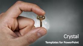  Presentation with key - Amazing PPT layouts having take ownership - key between fingers backdrop and a  colored foreground