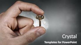  Presentation with key performance indicators - Slides with take ownership - key between fingers background and a  colored foreground