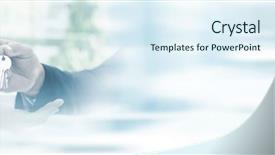  Presentation with real estate - Amazing presentation theme having take ownership - real-estate agent giving keys backdrop and a sky blue colored foreground