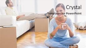  Presentation with ownership - PPT theme with take ownership - young couple taking a break background and a  colored foreground