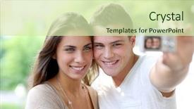  Presentation with movie theater loving couple - Beautiful presentation theme featuring take photo - cute young couple of lovers backdrop and a soft green colored foreground