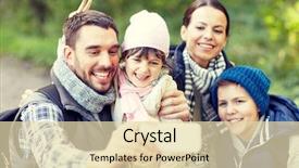  Presentation with tourism selfie - Beautiful PPT theme featuring take photo - travel tourism hike technology backdrop and a lemonade colored foreground