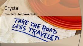  Presentation with cup coffee - Presentation theme consisting of take the road less traveled background and a coral colored foreground