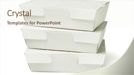  Presentation with chinese food to go box - Colorful PPT layouts enhanced with takeaway cardboard food box backdrop and a sky blue colored foreground