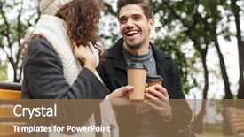  Presentation with paper cups - Cool new PPT layouts with drinking takeaway coffee from paper backdrop and a coral colored foreground