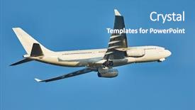  Presentation with commercial - Beautiful PPT theme featuring takeoff of a commercial airliner backdrop and a teal colored foreground