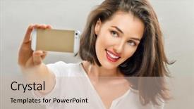  Presentation with selfie - Amazing PPT theme having eerie sunset showing streak of light over ocean with black mountain silhouette backdrop and a tawny brown colored foreground.