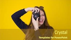  Presentation with pretty girl - Beautiful presentation theme featuring takes - portrait of a smiling pretty backdrop and a tawny brown colored foreground