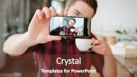  Presentation with coffee cup - Amazing presentation theme having takes - smiling young man taking selfie backdrop and a tawny brown colored foreground
