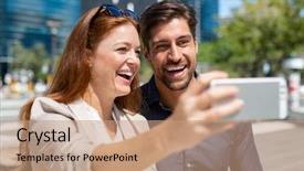  Presentation with honeymoon - Theme featuring takes - young couple in love taking background and a coral colored foreground