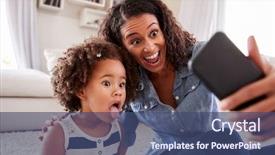  Presentation with pediatrics toddler - Slide deck having takes - young mother and toddler daughter background and a ocean colored foreground