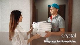  Presentation with pizza delivery - PPT layouts having takes order from pizza delivery background and a  colored foreground