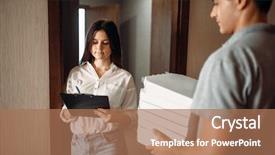  Presentation with pizza delivery - Beautiful theme featuring takes order from pizza delivery backdrop and a  colored foreground