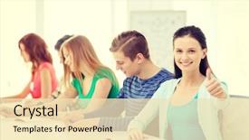  Presentation with education middle school arabic kids - Slides having test taking - education and school concept background and a lemonade colored foreground