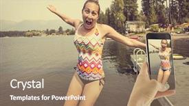  Presentation with lake dock - Slides with taking a candid cell phone background and a coral colored foreground