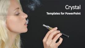  Presentation with cigarette - Slide deck with taking a drag off an electric cigarette background and a dark gray colored foreground