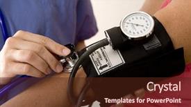  Presentation with taking the blood pressure in black women - PPT theme consisting of taking a patient's blood background and a tawny brown colored foreground