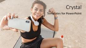  Presentation with drinking water - PPT theme featuring taking a selfie drinking water background and a soft green colored foreground