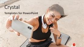  Presentation with young students working in groups - Amazing PPT theme having taking a selfie drinking water backdrop and a lemonade colored foreground