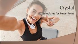  Presentation with drinking water - Slide set consisting of taking a selfie drinking water background and a soft green colored foreground