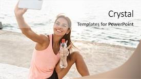  Presentation with drinking water - Cool new slide deck with taking a selfie drinking water backdrop and a white colored foreground