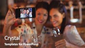  Presentation with selfie - Beautiful PPT theme featuring taking a selfie from mobile backdrop and a tawny brown colored foreground