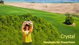  Presentation with lactation young woman breastfeeding - Presentation theme featuring taking a selfie in green background and a  colored foreground