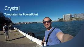  Presentation with sydney - PPT theme enhanced with taking a selfie in sydney background and a ocean colored foreground