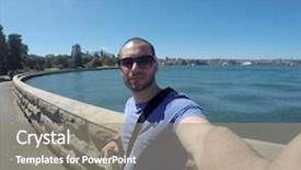  Presentation with sydney - PPT theme featuring taking a selfie in sydney background and a  colored foreground