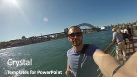  Presentation with sydney - Colorful PPT theme enhanced with taking a selfie in sydney backdrop and a dark gray colored foreground