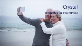  Presentation with selfie - Slides featuring taking a selfie on mobile background and a sky blue colored foreground
