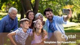  Presentation with generation mobile networks - Amazing slide set having taking a selfie on mobile backdrop and a violet colored foreground