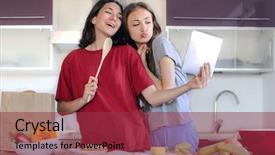  Presentation with women self defense martial arts - Audience pleasing PPT theme consisting of taking a selfie while cooking backdrop and a red colored foreground