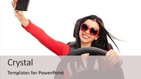  Presentation with self driving cars - Presentation consisting of taking a selfie while driving background and a light gray colored foreground