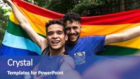  Presentation with gay rainbow flag - Cool new presentation theme with taking a selfie with rainbow backdrop and a ocean colored foreground