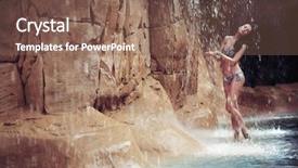  Presentation with kids beauty pageant - Amazing PPT theme having taking bath in a waterfall backdrop and a violet colored foreground