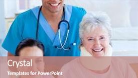  Presentation with senior worker - PPT layouts with taking care of an injured background and a coral colored foreground