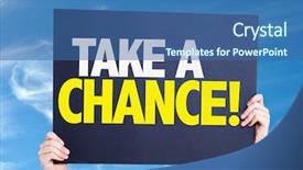  Presentation with airplane taking off sky in - Presentation theme featuring taking chances - take a chance card background and a ocean colored foreground