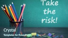  Presentation with risk - Colorful presentation design enhanced with taking chances - take the risk text backdrop and a ocean colored foreground