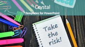  Presentation with risk - Presentation theme having taking chances - take the risk text background and a teal colored foreground