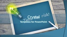  Presentation with glowing light bulb light bulb - Theme having taking chances - take the risk text background and a ocean colored foreground