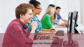  Presentation with education - Theme consisting of taking college test - education concept - student background and a violet colored foreground