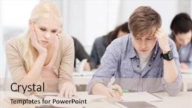  Presentation with education technology - Slide set having taking college test - education technology and internet concept background and a lemonade colored foreground