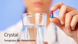  Presentation with drugs - Presentation enhanced with taking drugs - red and blue bolus capsule background and a lemonade colored foreground