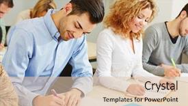  Presentation with assessment center - Theme having taking employee screening in assessment background and a lemonade colored foreground