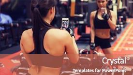  Presentation with woman sport - PPT layouts with taking mirror selfie in gym background and a coral colored foreground